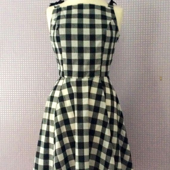 black and white check pinafore