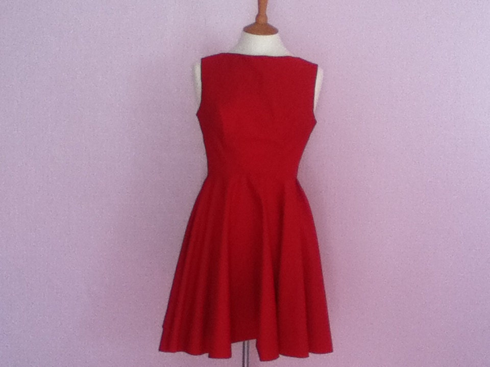 strapless open back dress Sleeveless Red Fit-and-Flare Dress main image 0
