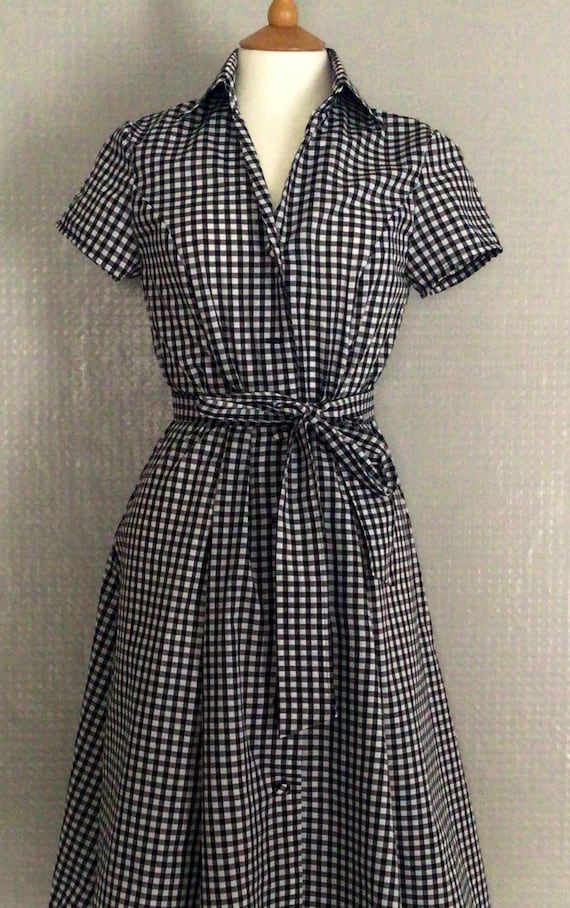 Gingham Black and White Check Shirt Dress With Belt - Etsy
