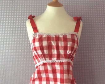 Red and white gingham pj set