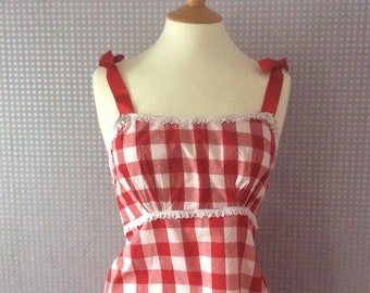 red gingham two piece set