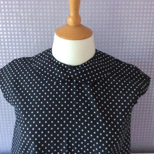 Black & White Polka Dot Peter Pan Collar Cap Sleeve Button - Etsy