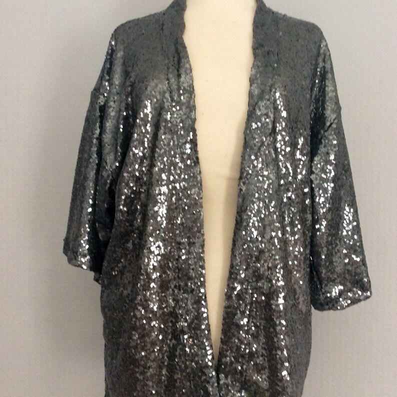 Grey/silver Sequin Kimono Jacket Etsy UK