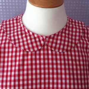 Gingham red and white cotton Peter Pan collar blouse image 2