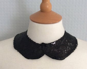 Black sequin Peter Pan collar