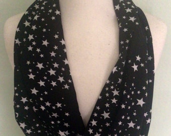 Black & white star viscose scarf snood wrap