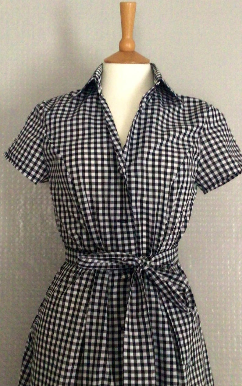 Black White Gingham Check Shirt Dress - Chesca