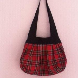 Red and black tartan/plaid check shoulder bag
