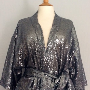 Grey/silver sequin kimono jacket