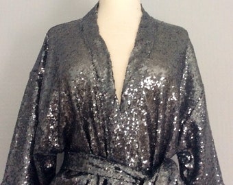 Grey/silver sequin kimono jacket