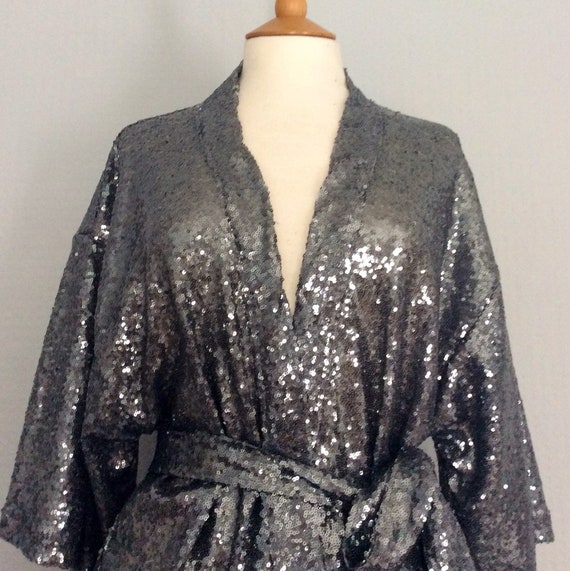 silver sequin kimono dress