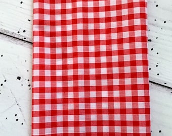 Red & white gingham check napkins tableware set of 4