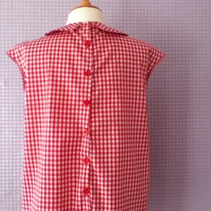 Gingham red and white cotton Peter Pan collar blouse image 5