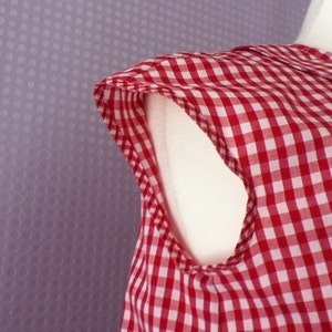 Gingham red and white cotton Peter Pan collar blouse image 4