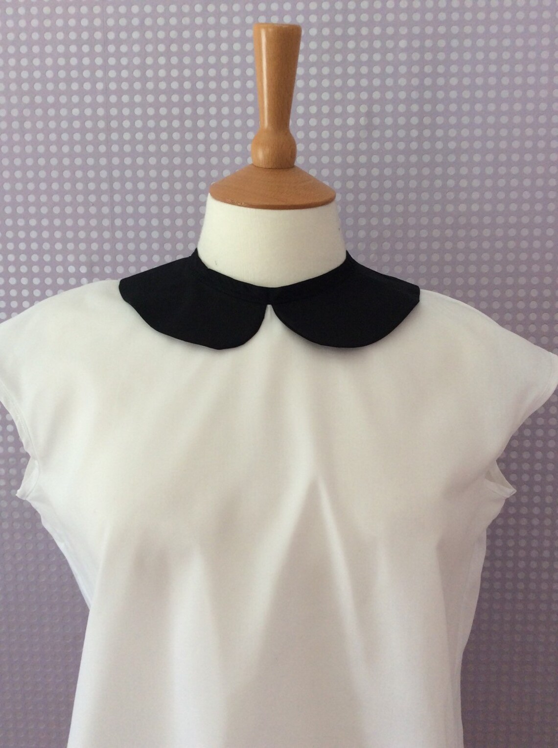 Loose White Peter Pan Collar Button Patchwork Cotton Blouse Fall TU001 main image 1