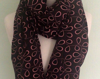 Black and pink floral patterned scarf and snood wrap