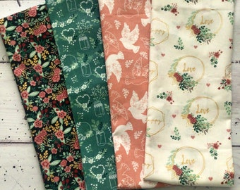 Spring floral set of 4 tableware fabric napkins