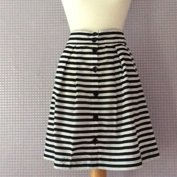 Vintage Inspired Breton Stiped Black and White High Wasited Skirts Etsy UK