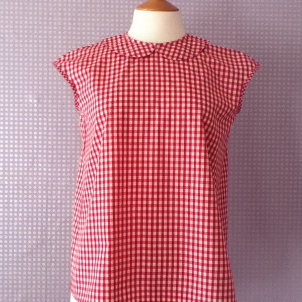 Red gingham Peter Pan blouse main image 1