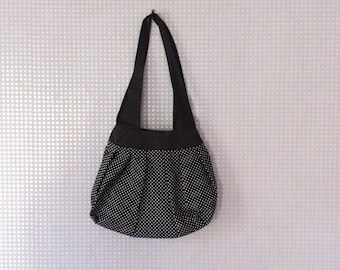 Polka dot black & white shoulder bag