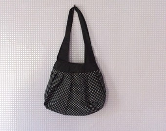 Polka dot black & white shoulder bag