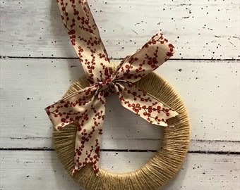 Christmas festive rustic round berry wreath and decoration