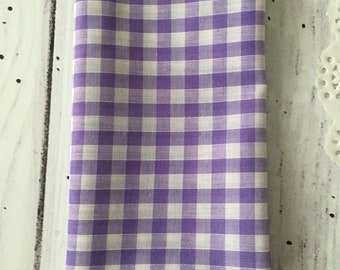 Purple & white gingham check tableware napkins x4