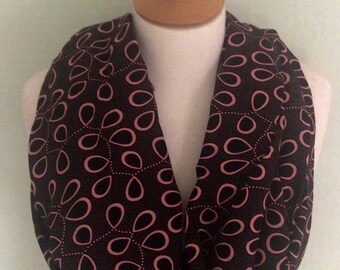 Black & pink floral abstract snood scarf wrap