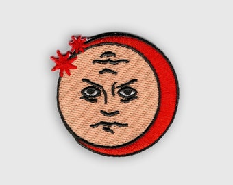 Moon Shine Iron On Patch // Moon Patches//  Upside down Iron On // Patch // Gift for Him // Gift ideas // Embroidered Patch