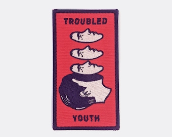 Troubled Youth Iron On Patch // Face Patch // Travel Patches //  Troubled // Iron On // Gift for Her // Gift ideas // Embroidered Patch