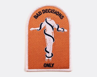 Bad Decisions Iron On Patch // Snake patch //  Iron On // Nude Patch // Wizard Goth  // Gift ideas // Embroidered Patch