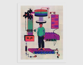 Daily Grind Screen Print Poster // Unique Art Print // Gig Poster // B Movie Poster // 50s art // Circus