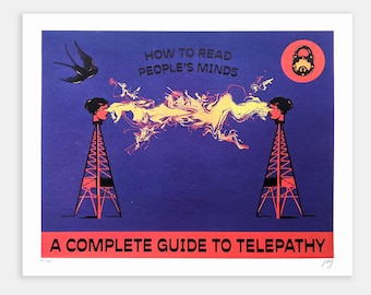 Telepathy Screen Print Poster // Unique Art Print // Gig Poster // B Movie Poster // 50s art // Circus