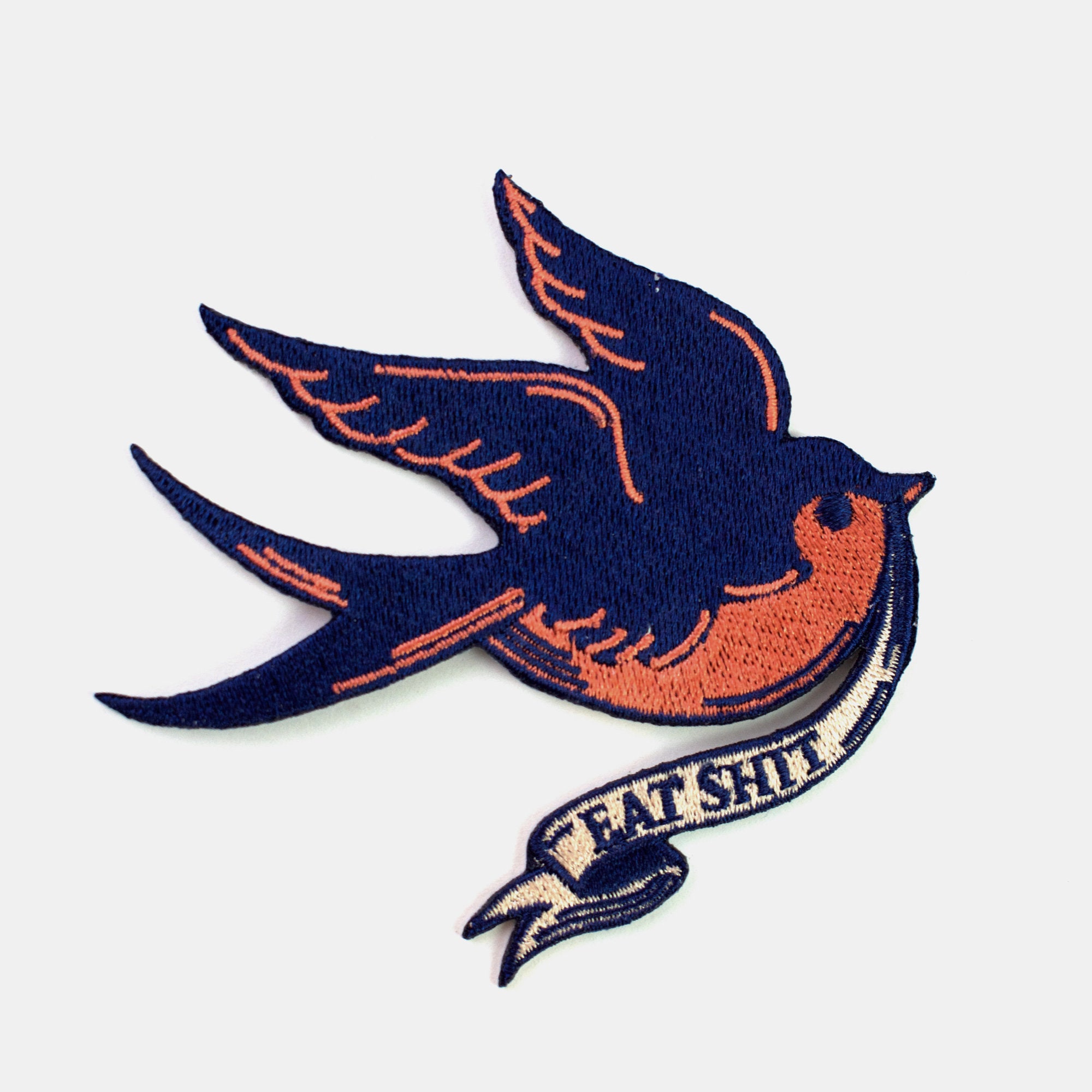 Eat Shit Bird Iron On Patch // Round patch // Swallow Patches//  Iron On // Tattoo Patch // Gift for Him // Gift ideas // Embroidered Patch