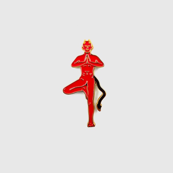 Satan Yoga Soft Enamel Pin // Hot Yoga // Cute Pin // Pins //  Enamel Pin // Devil Pin // Gift for Him // Gift ideas // Lapel Pin