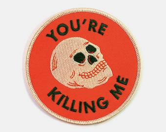 Skull Iron On Patch // Round patch // Skull Patches//  Iron On // Gift for Her // Gift ideas // Embroidered Patch