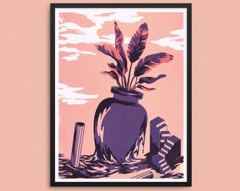 Still, Life Poster // Unique Art Print // Floral Poster // Flower Print // Plant Poster // Gig Poster // Vase // Surreal Print