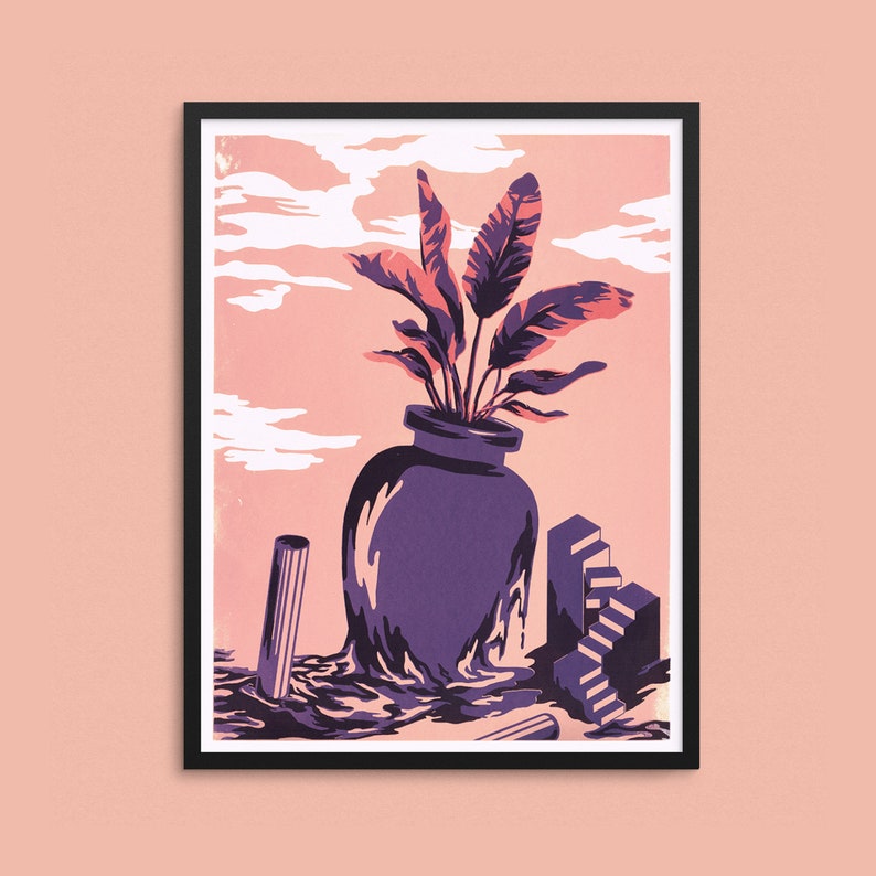 Still, Life Poster // Unique Art Print // Floral Poster // Flower Print // Plant Poster // Gig Poster // Vase // Surreal Print image 1