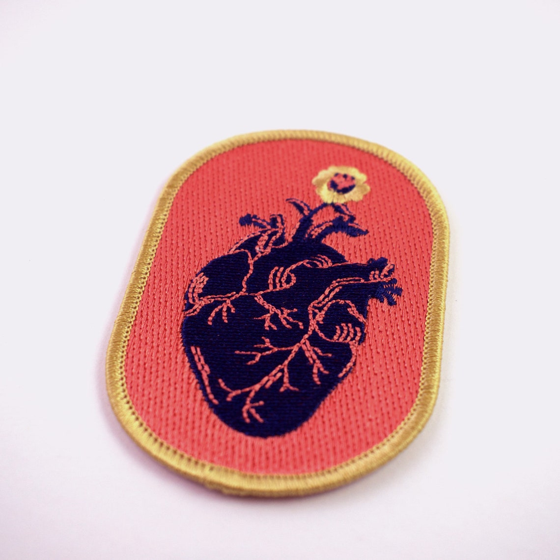 Black Heart Iron on Patch // Anatomical Heart Patch // Iron on | Etsy