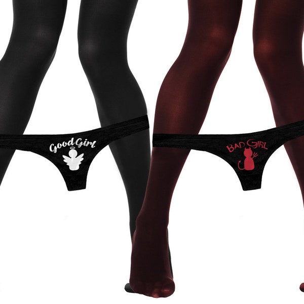 Good Girl Bad Girl Panties Funny Cute Bachelorette Party Bridal Gift Panty Set Womens Thong Panties