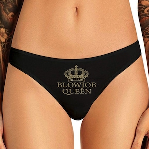 Blowjob Queen Thong Funny  Naughty Bachelorette Party Bridal Gift Panty Womens Thong Panties
