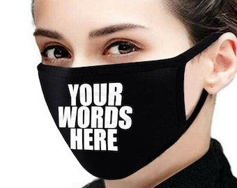 Anpassad svart ansiktsmask, återanvändbar, två lager, tvättbar mask, resemask, dammmask, allergimask, personlig ansiktsmask