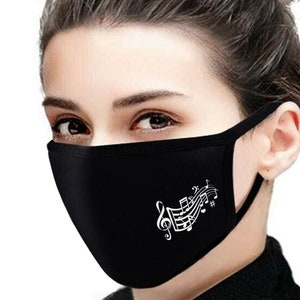 Music Notes Face Mask, Reusable, Two Layers, Washable Mask, Travel Mask, Dust Mask, Allergy Mask, Funny Cute Facemask