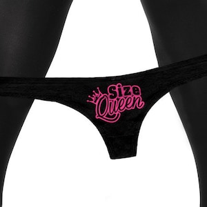 Size Queen Panties  Funny  Queen of Spades Bachelorette Gift Panty Cuckold Womens Thong Panties (graphic)