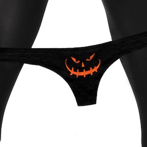 Halloween Jack O Lantern Panties Funny   Bachelorette Party Bridal Gift Panty Womens Thong Panties