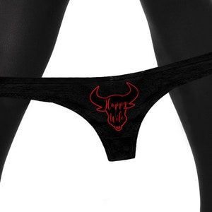Happy Wife Bull Panties Queen Of Spades Black C@*! S!@# Owned Big C@*! Lover BBC  Howtwife Cuckold QOS Womens Thong Panties
