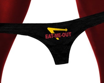 Red Women/'s Made in USA Funny Thong Don/'t Be A Pussy Eat One Lingerie G-String