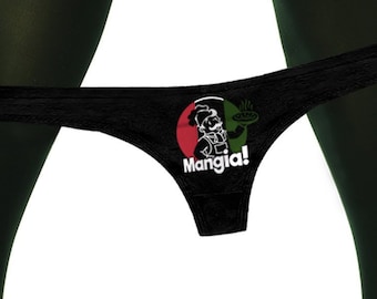 Mangia Funny Italian Eat Me Panties Dinner Is Served Pizza S!@#   Bachelorette Party Bridal Gift Panty Womens Thong Panties