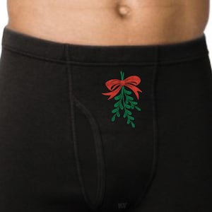 Mistletoe Underwear Funny Mens Holiday Gift For Boyfriend Husband Dad Groom Anniversary Christmas Gift Mens Boxer Briefs Underwear