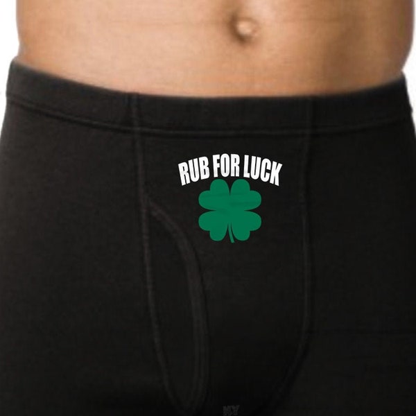 Rub For Luck Funny St Patricks Day Mens Underwear Gift For Him Anniversary St Patrick's Day Day Mens Boxer Briefs Underwear